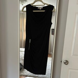 MICHAEL Michael Kors Black Cowl Neck Sheath Midi Dress